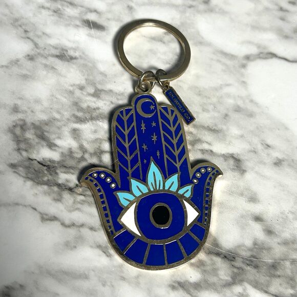 Idlewild Co Keychain Hamsa Keychain Eye Brass Enamel Polished - Picture 1 of 4
